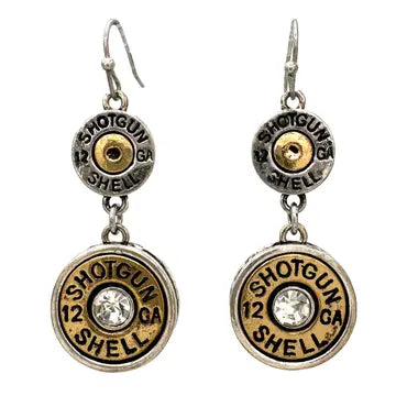 Shotgun Shell Dangle Earrings - Silver