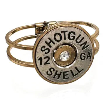 Large 12 Guage Shotgun Shell Cuff Bracelet - Gold