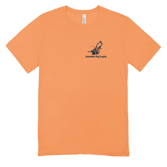 Suwannee Dog Supply Blaze Orange Logo T-shirt with front pocket