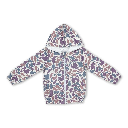 Kids Hooded Full Zip Camo Jacket